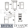 Bristan Descent 3 Hole Basin Mixer Clicker Waste Dimensions